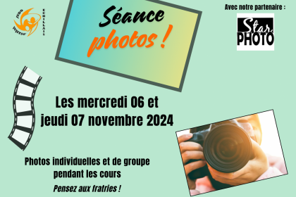 Séances photo les mercredi 6 et jeudi 7 novembre 2024