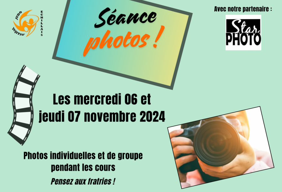 Séances photo les mercredi 6 et jeudi 7 novembre 2024
